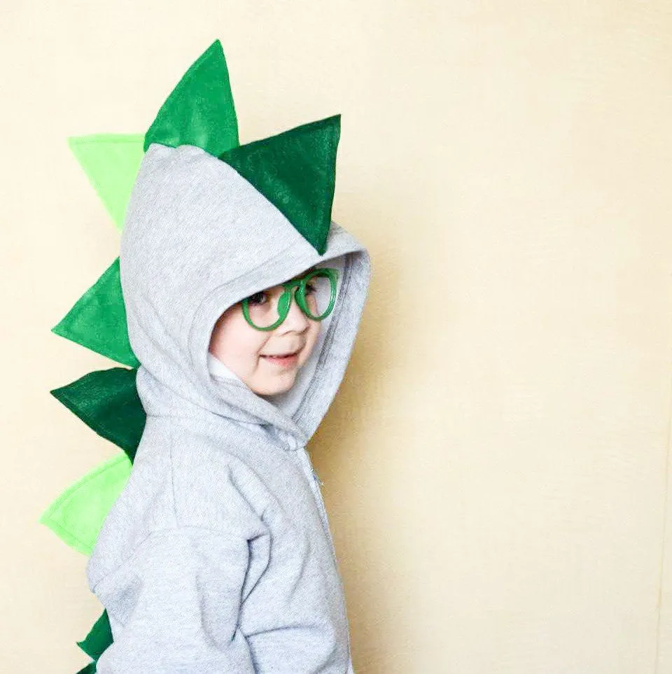 #018 - RTS Green Ombre Dino Hoodie -  Youth XS (2-4) | Youth S (6-8))