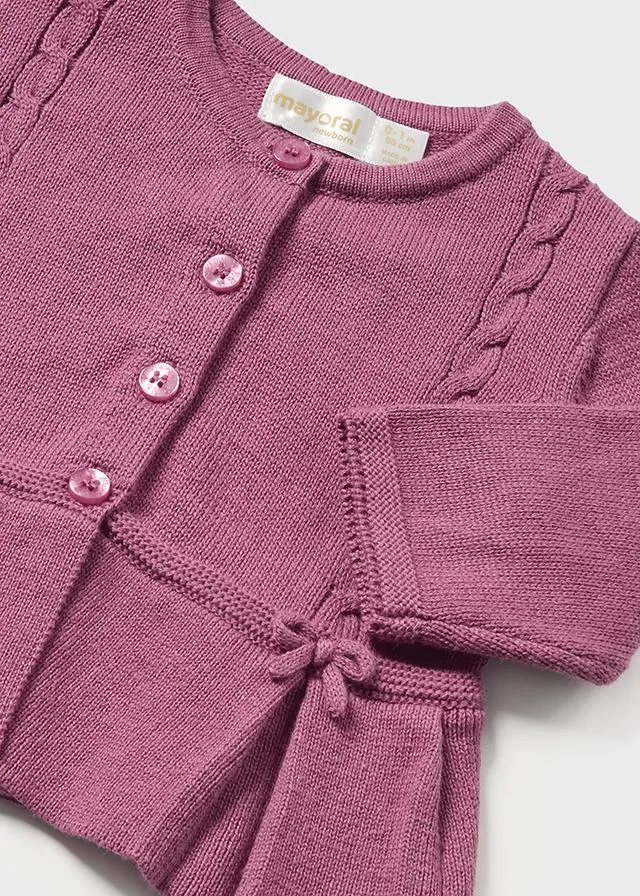 2742- Knit leggings set for newborn girl - Eggplant