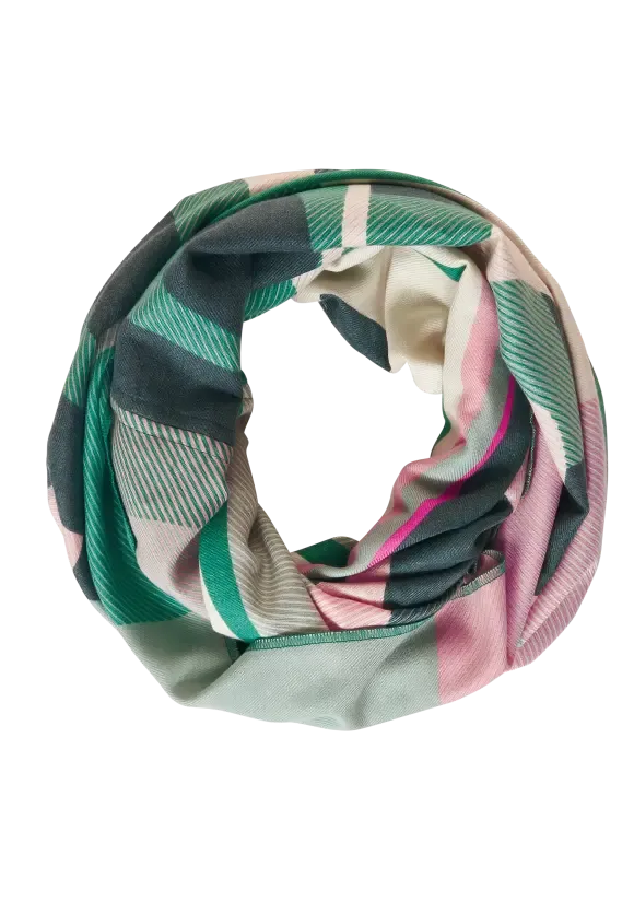 572144- Green Print Cosy Loop Scarf - Cecil