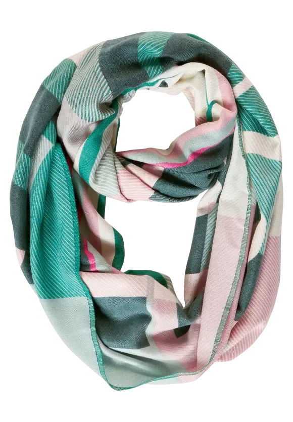 572144- Green Print Cosy Loop Scarf - Cecil