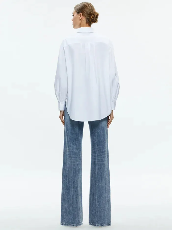 Alice + Olivia - Finely Cropped Button Down - Off White