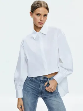 Alice + Olivia - Finely Cropped Button Down - Off White