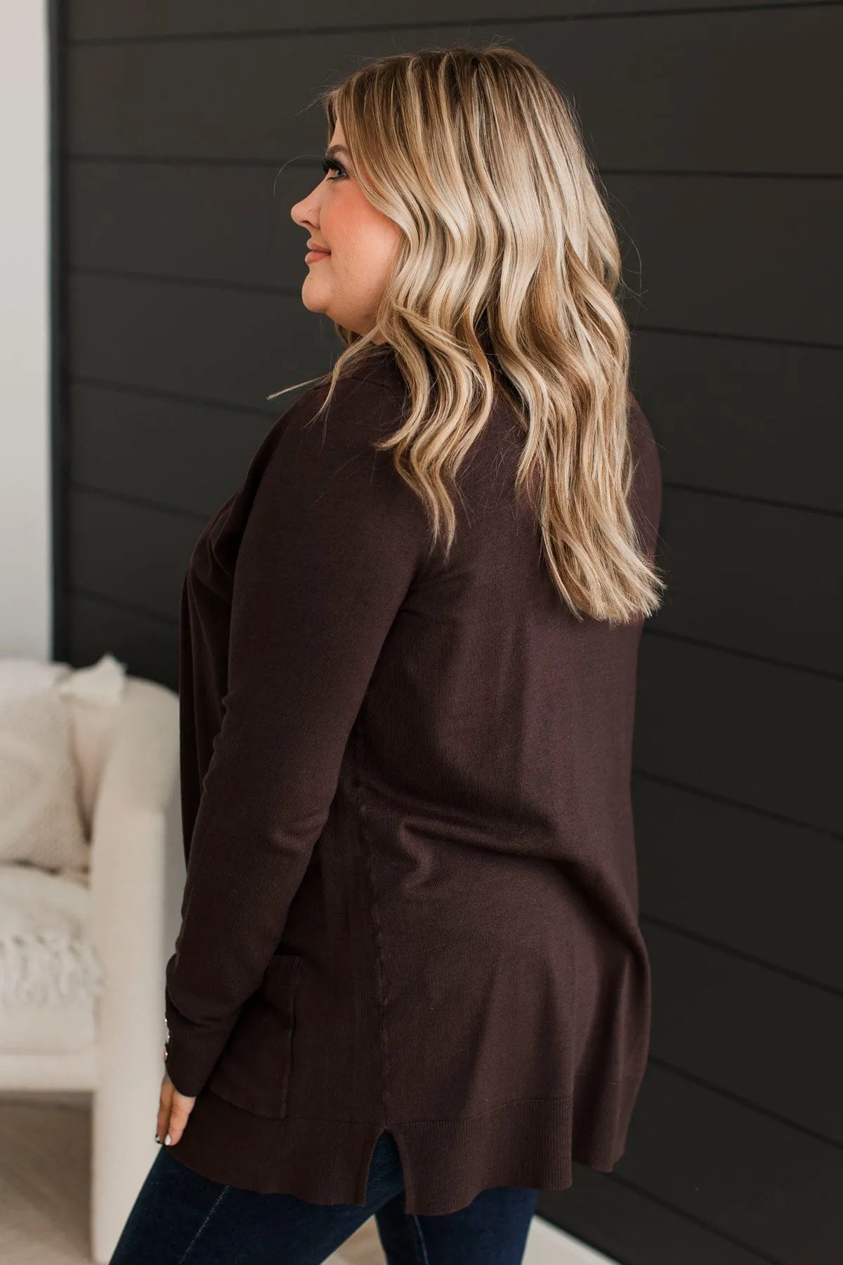 Always Impressive Knit Cardigan- Dark Brown