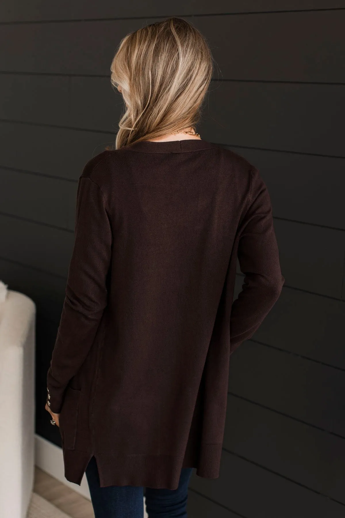 Always Impressive Knit Cardigan- Dark Brown