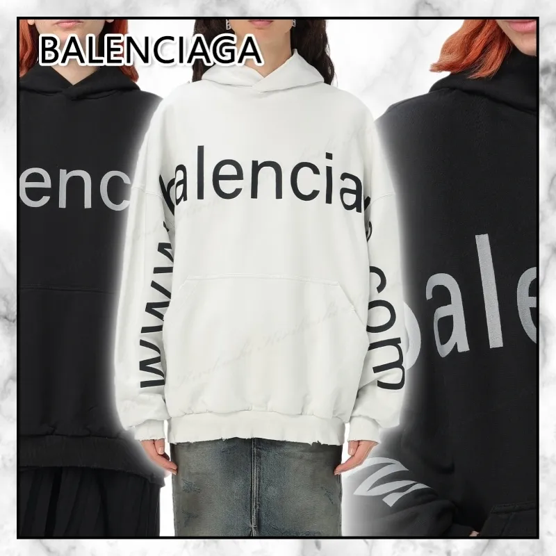 BALENCIAGA  |Unisex Street Style Long Sleeves Plain Cotton Oversized