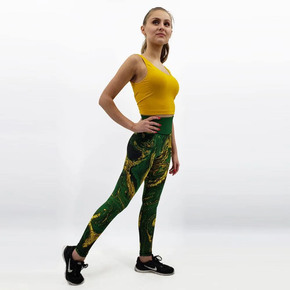 Beverly Irish Green Golden Marble Leggings