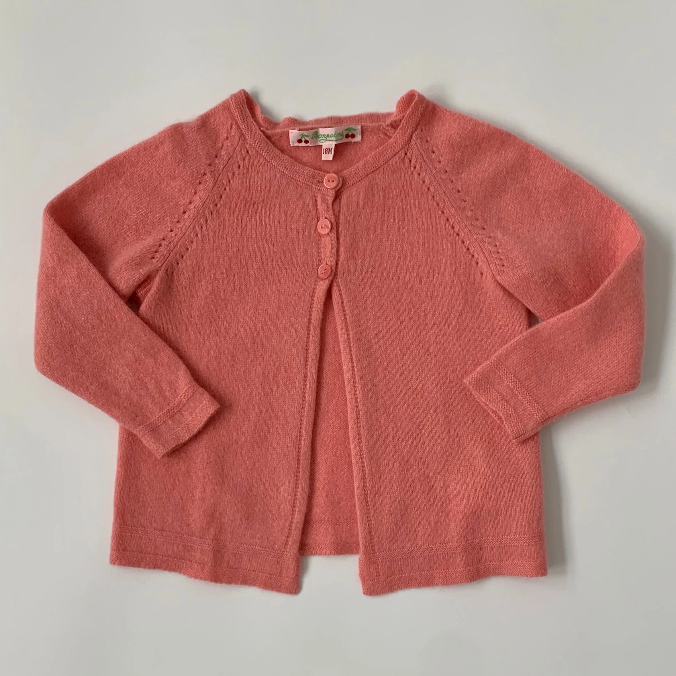 Bonpoint Candy Pink Cashmere Cardigan: 18 Months