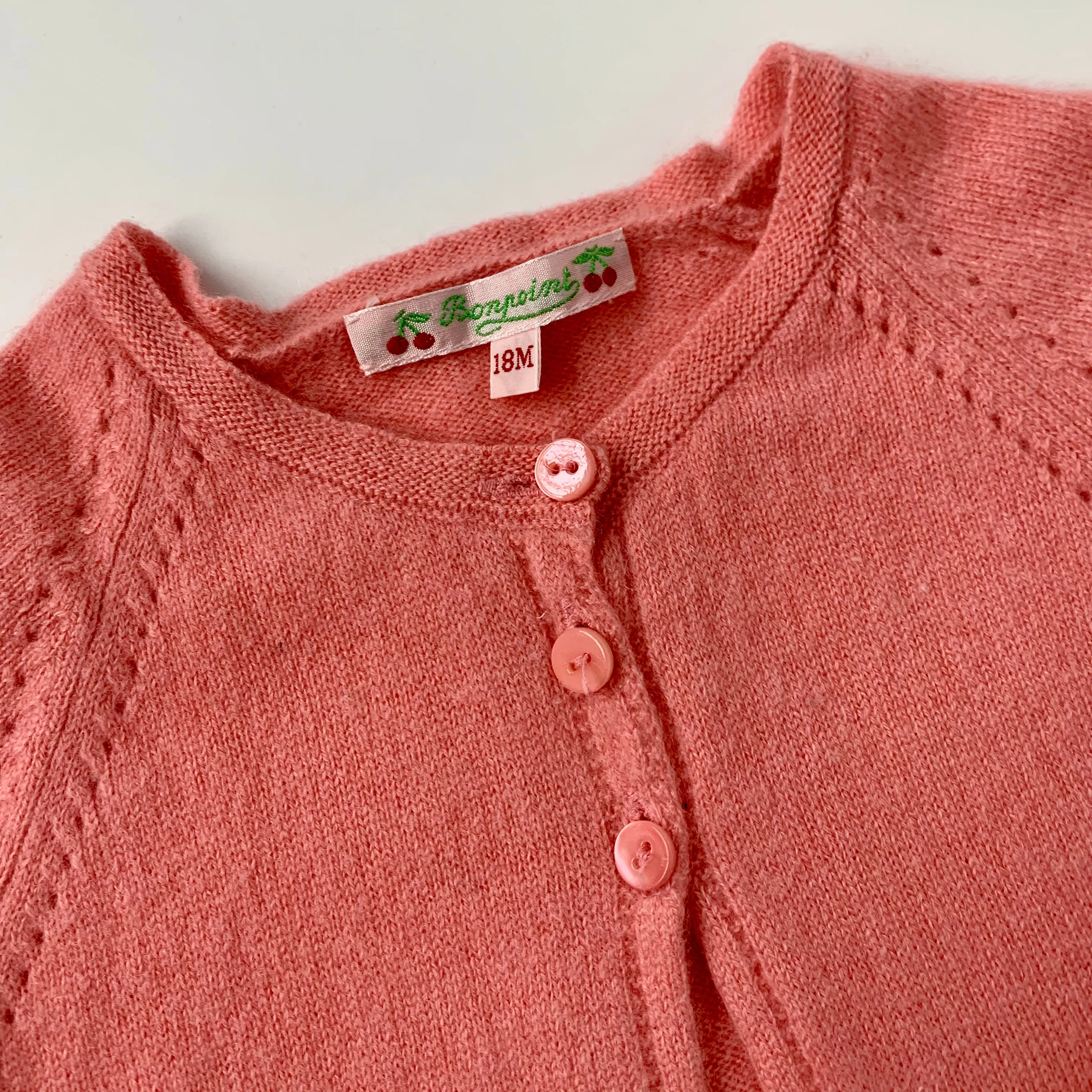 Bonpoint Candy Pink Cashmere Cardigan: 18 Months