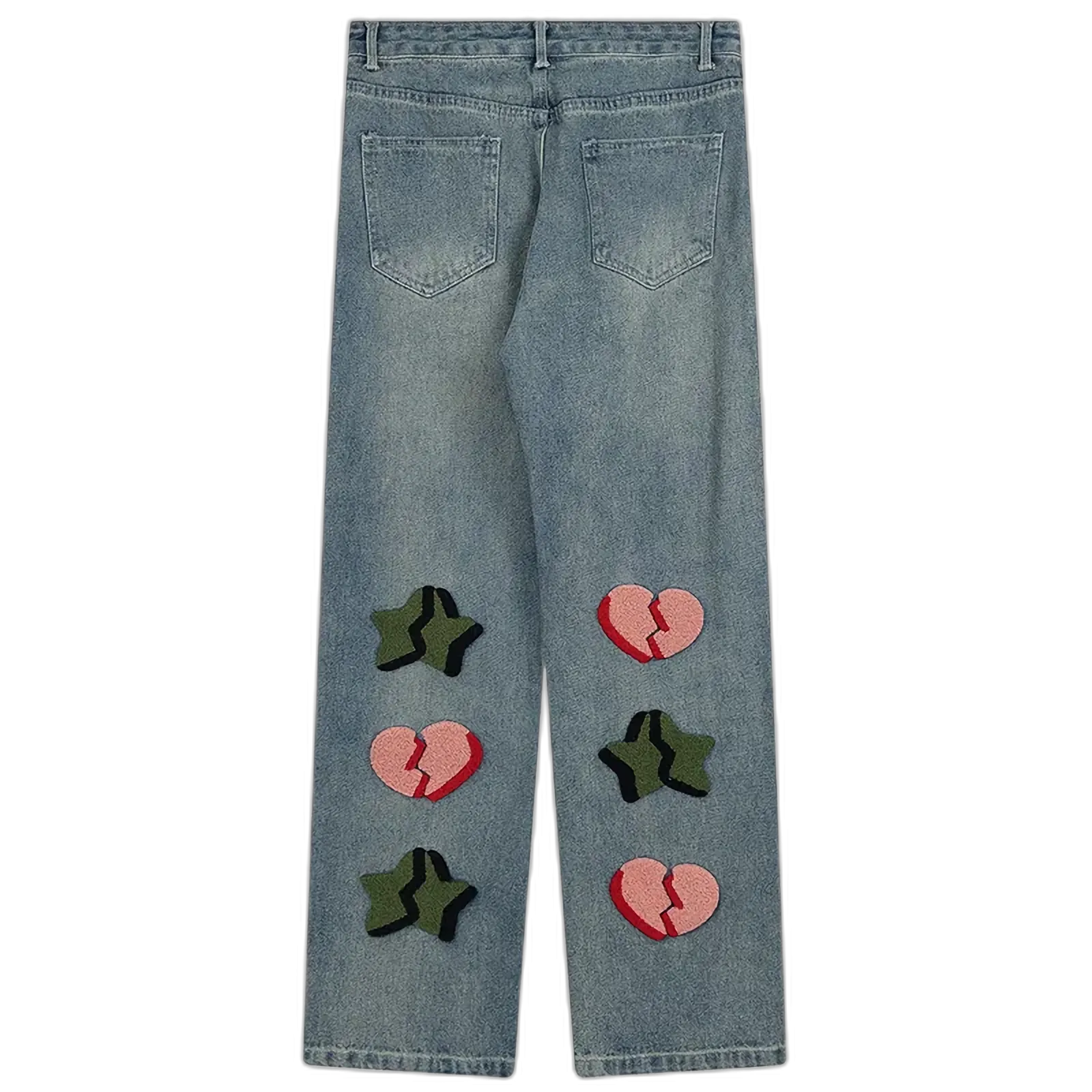 'Broken' Plush Embroidered Custom Denim Jeans