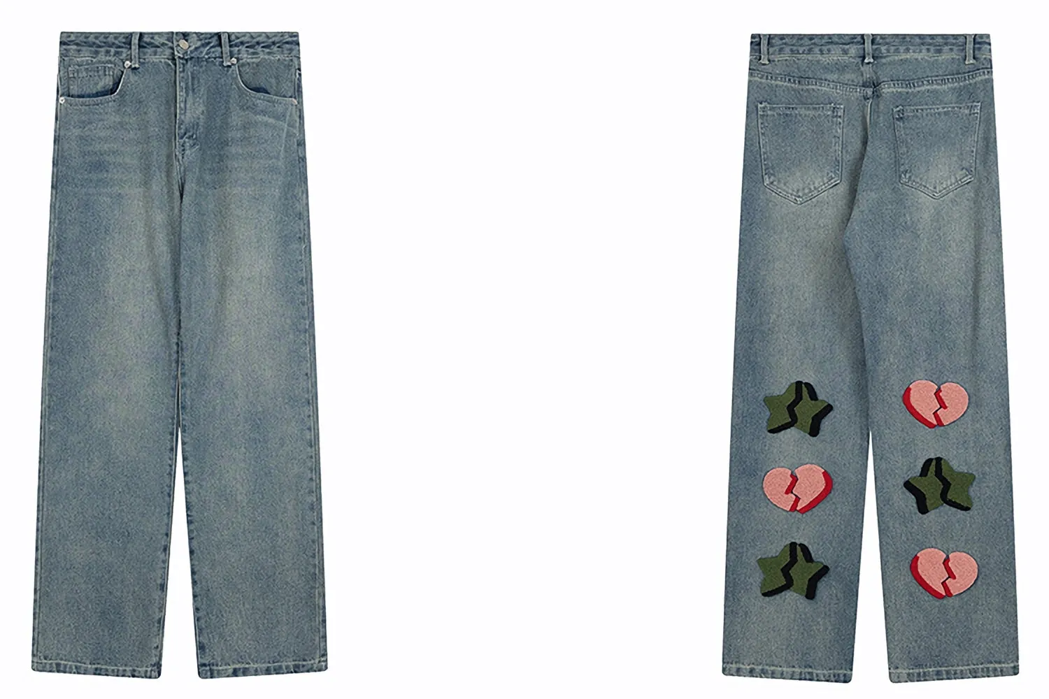 'Broken' Plush Embroidered Custom Denim Jeans