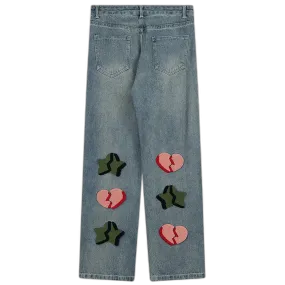 'Broken' Plush Embroidered Custom Denim Jeans