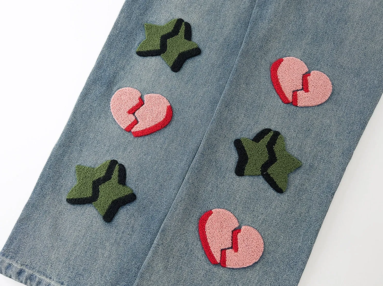 'Broken' Plush Embroidered Custom Denim Jeans