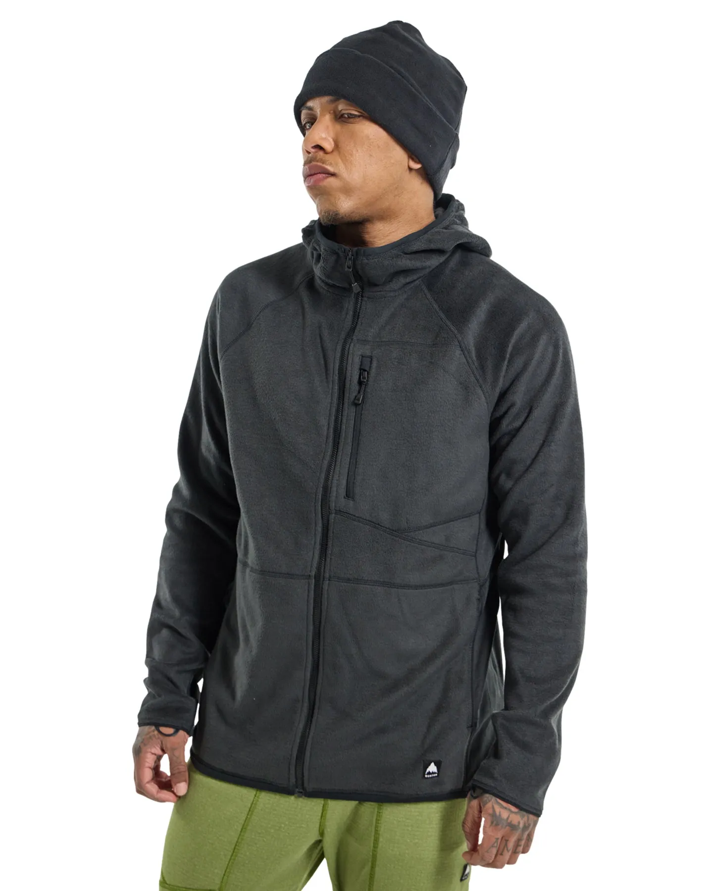 Burton Men's Stockrun Warmest Hooded Full-Zip Fleece - True Black