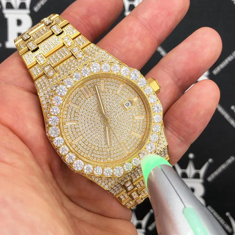 Bust Down Moissanite Steel VVS Iced Out Watch