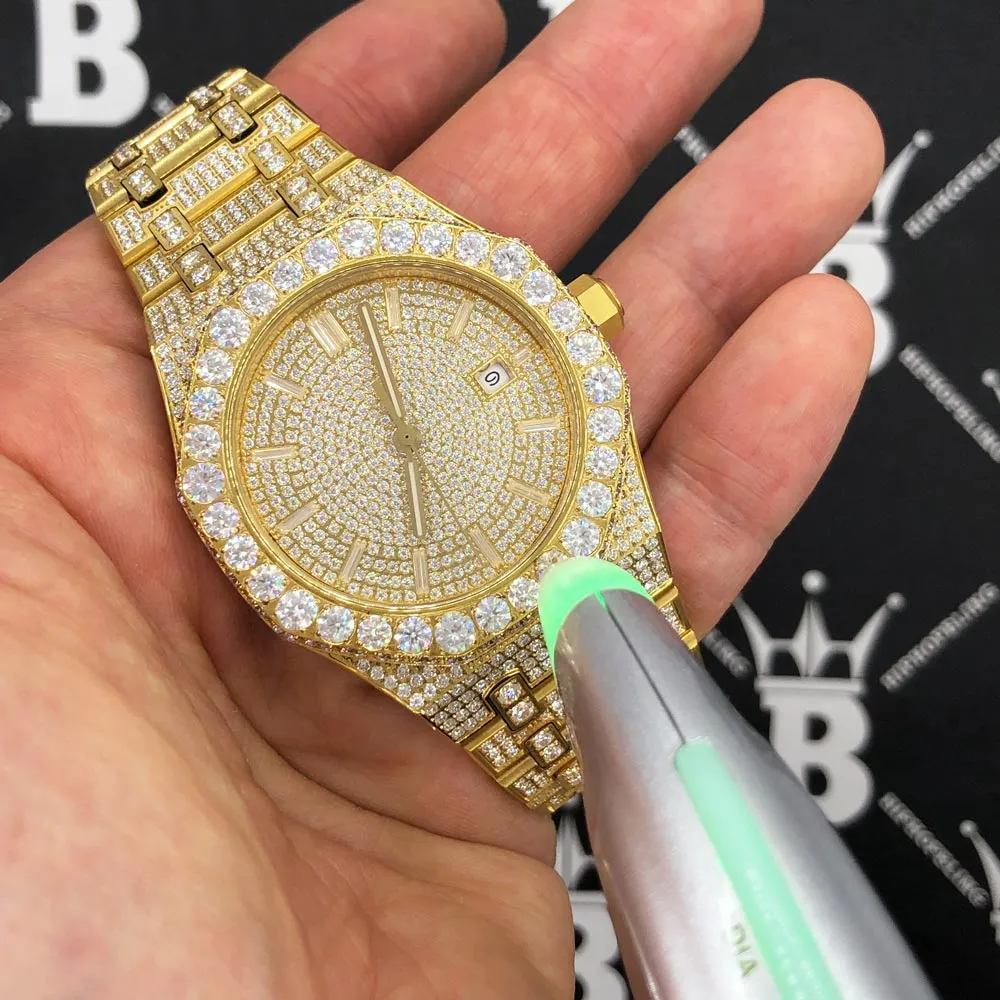 Bust Down Moissanite Steel VVS Iced Out Watch