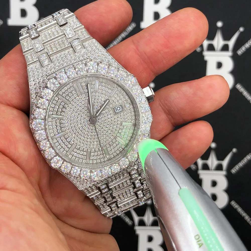 Bust Down Moissanite Steel VVS Iced Out Watch