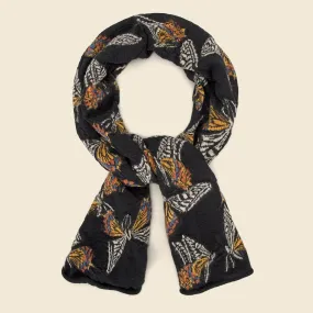 Butterfly Compressed Wool Scarf - Black