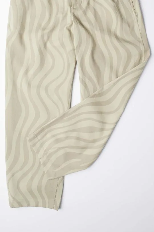 by Parra trousers Flowing Stripes Pant men's beige color 51151