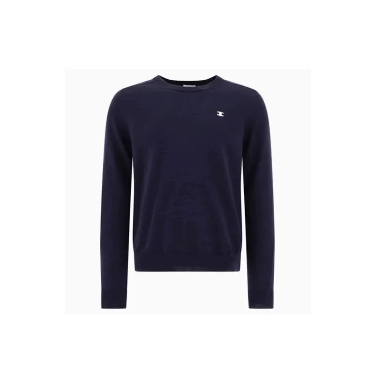 CELINE  |Crew Neck Pullovers Wool Bi-color Long Sleeves Plain Logo