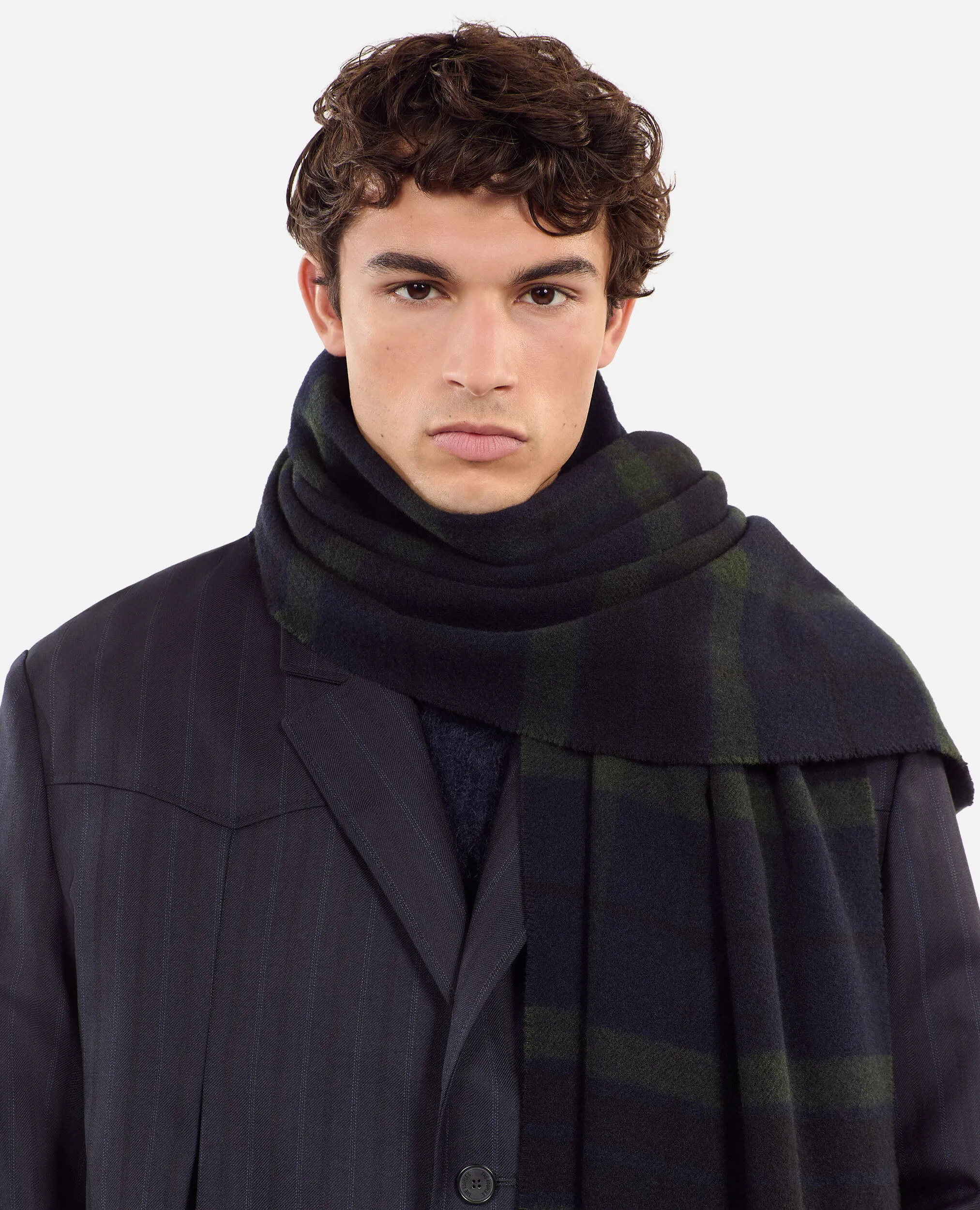 Checked wool scarf