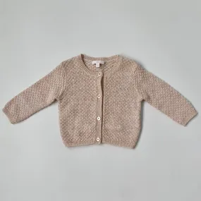 Chloé Blush Pink Metallic Cotton Mix Cardigan: 3 Months