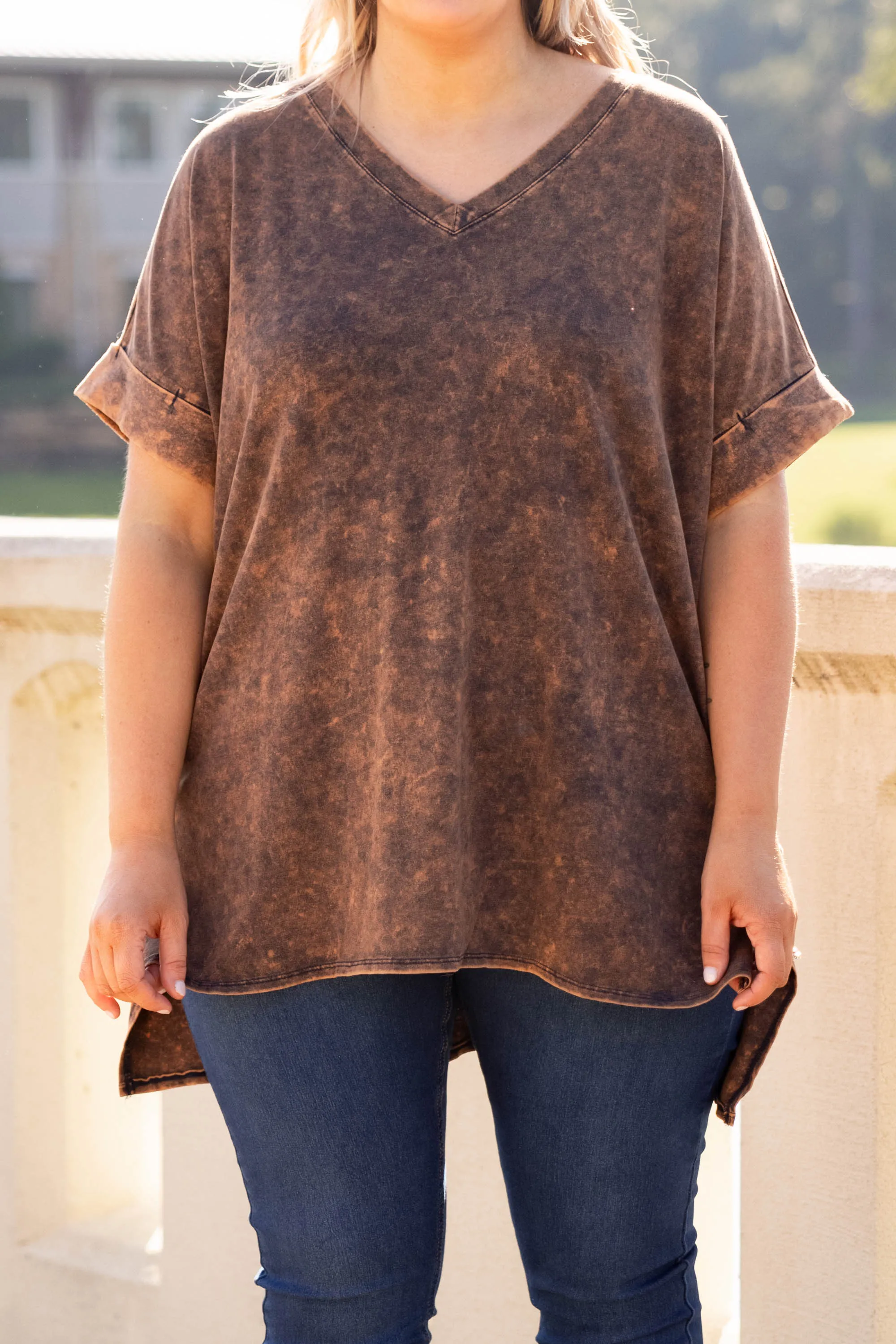 Comfy Travels Top, Americano Mineral Wash