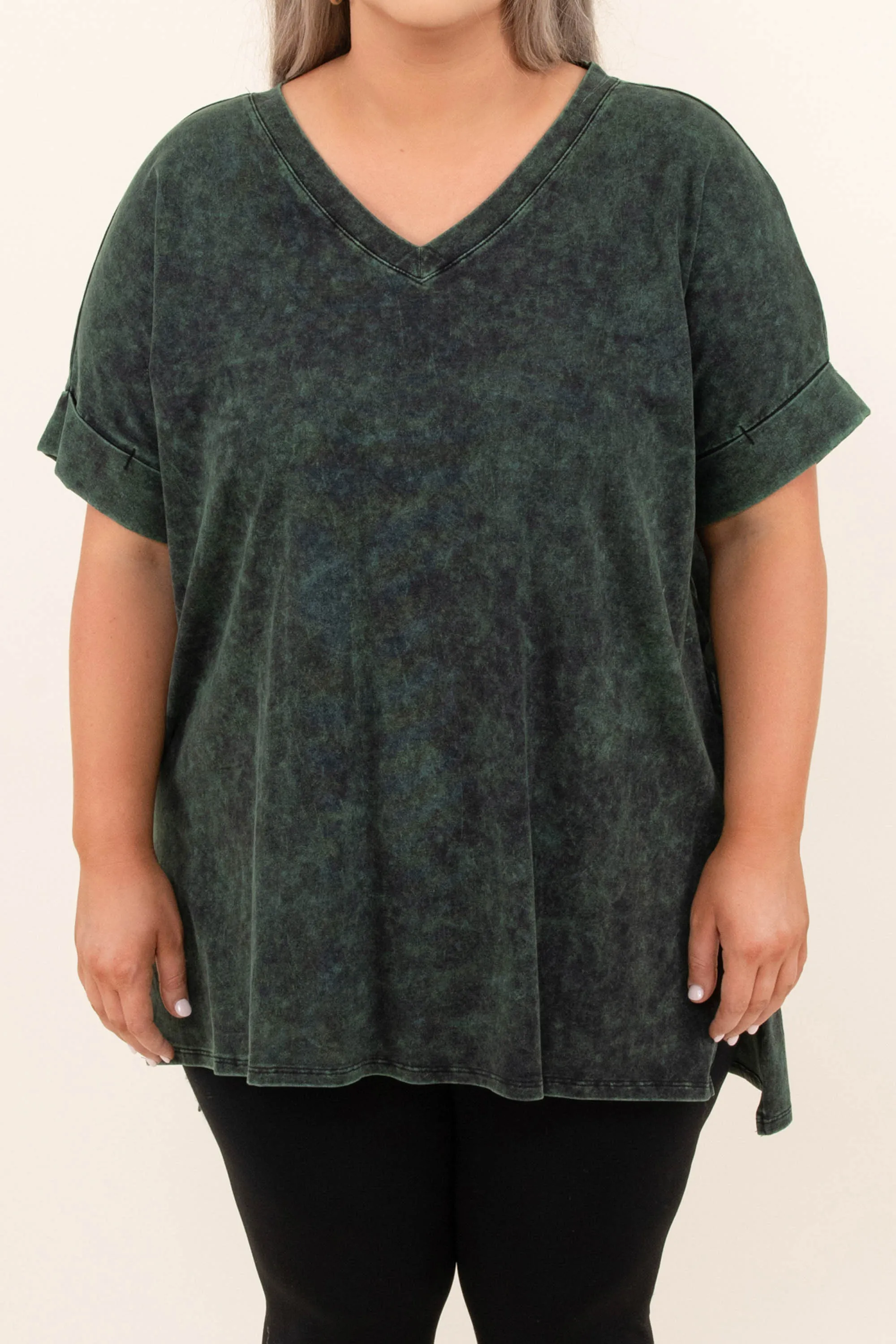 Comfy Travels Top, Army Green Mineral Wash