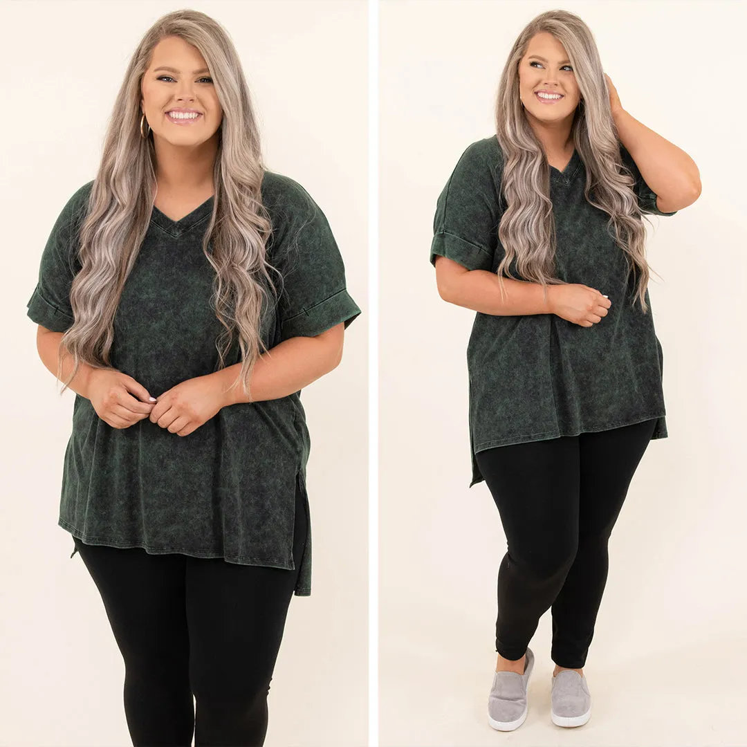 Comfy Travels Top, Army Green Mineral Wash