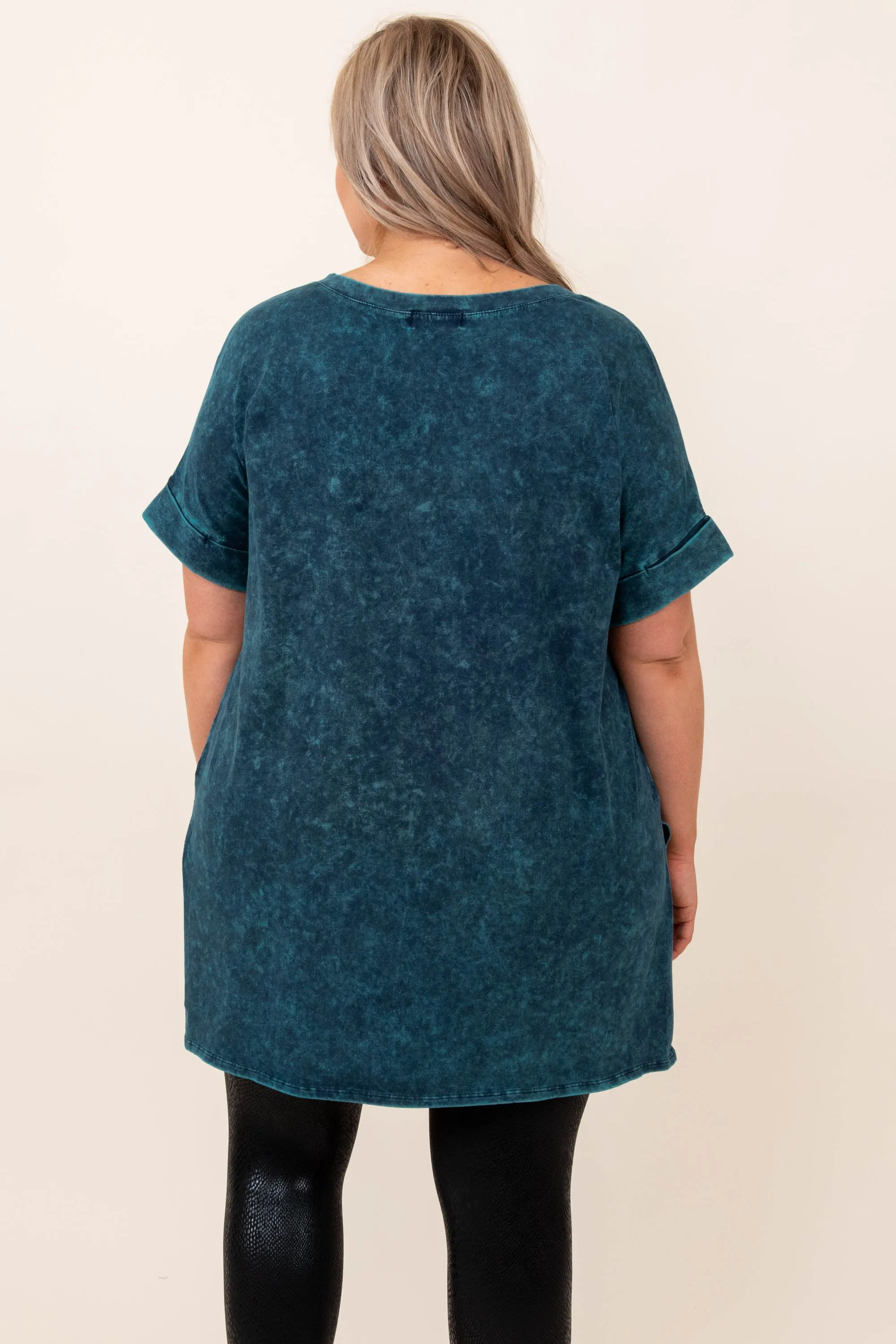 Comfy Travels Top, Deep Aqua Mineral Wash