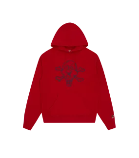 CONES AND BONES POPOVER HOOD - RED