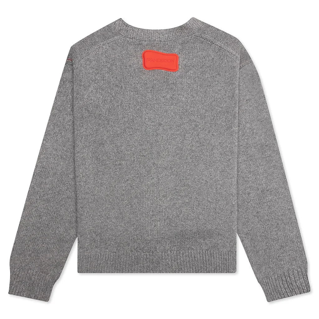 Contrast Pocket Cardigan - Grey Melange