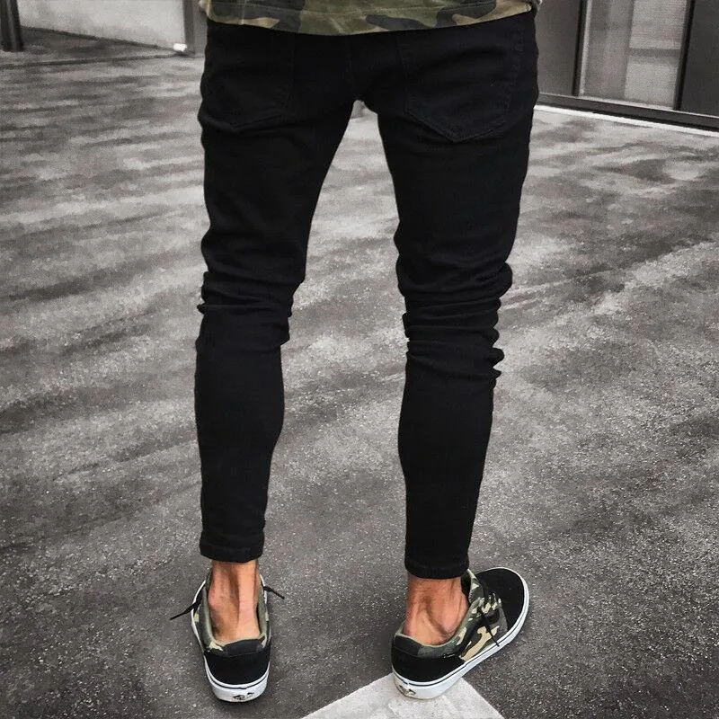 Cool Designer Slim Fit Ripped Skinny Jeans with Destroyed and Frayed Detailing