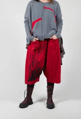 Cropped Jersey Trousers in Red