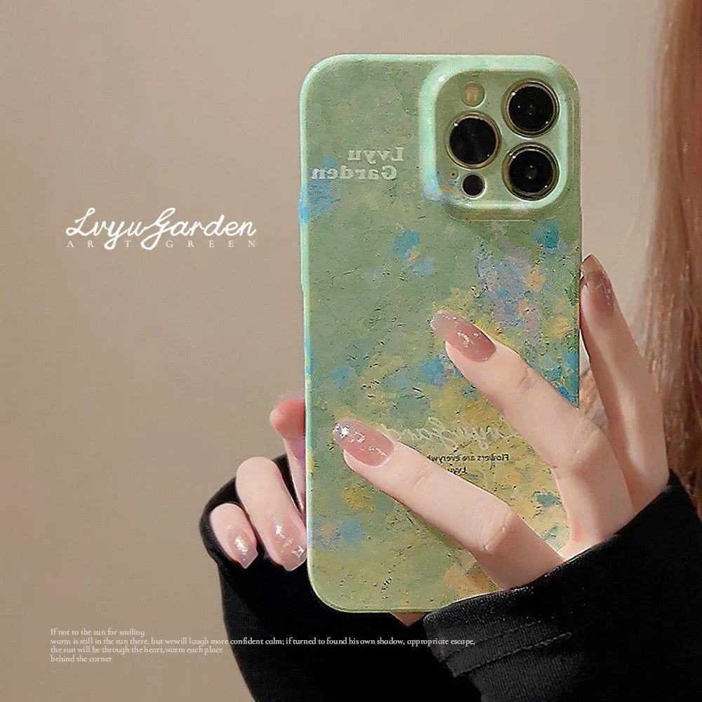 Cute Garden Flowers Oil Painting Phone Case for iPhone 14, 13, 12, 11 Pro Max, XR, XS, 7, 8, and 14 Plus