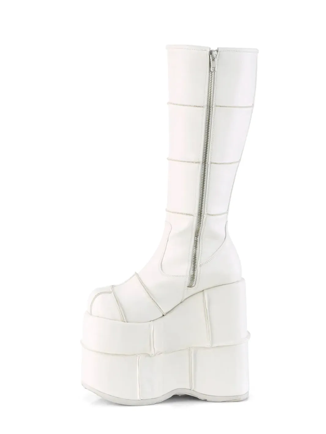 DEMONIA STACK-301 - WHITE VEGAN LEATHER  PRE ORDER 