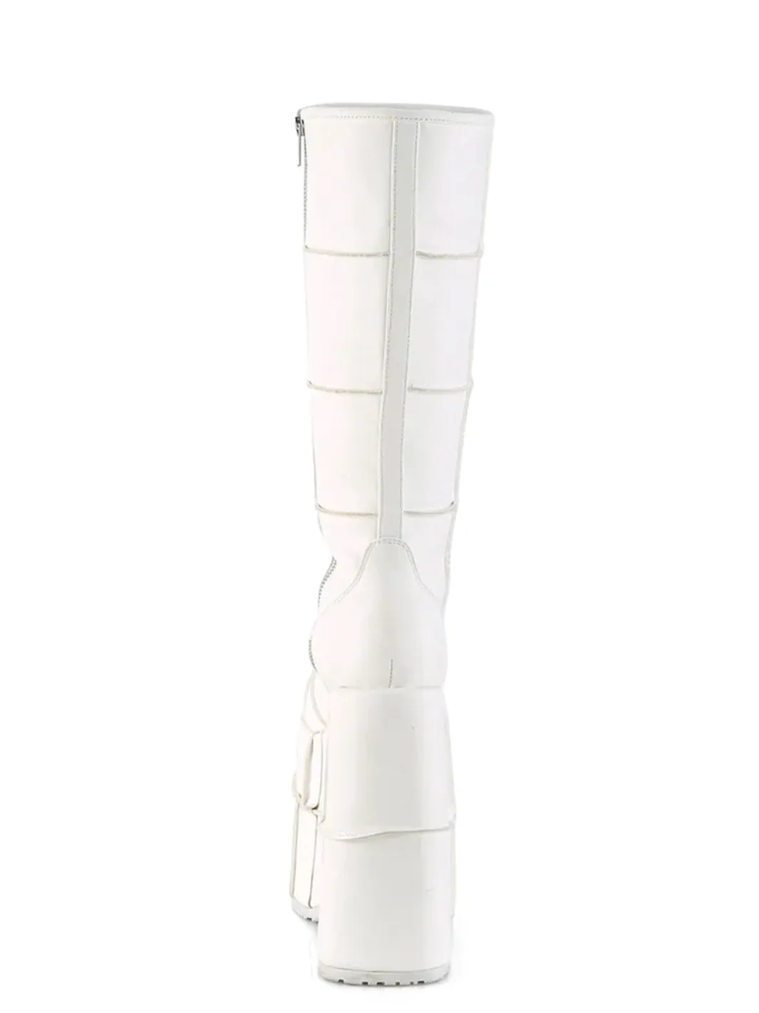 DEMONIA STACK-301 - WHITE VEGAN LEATHER  PRE ORDER 