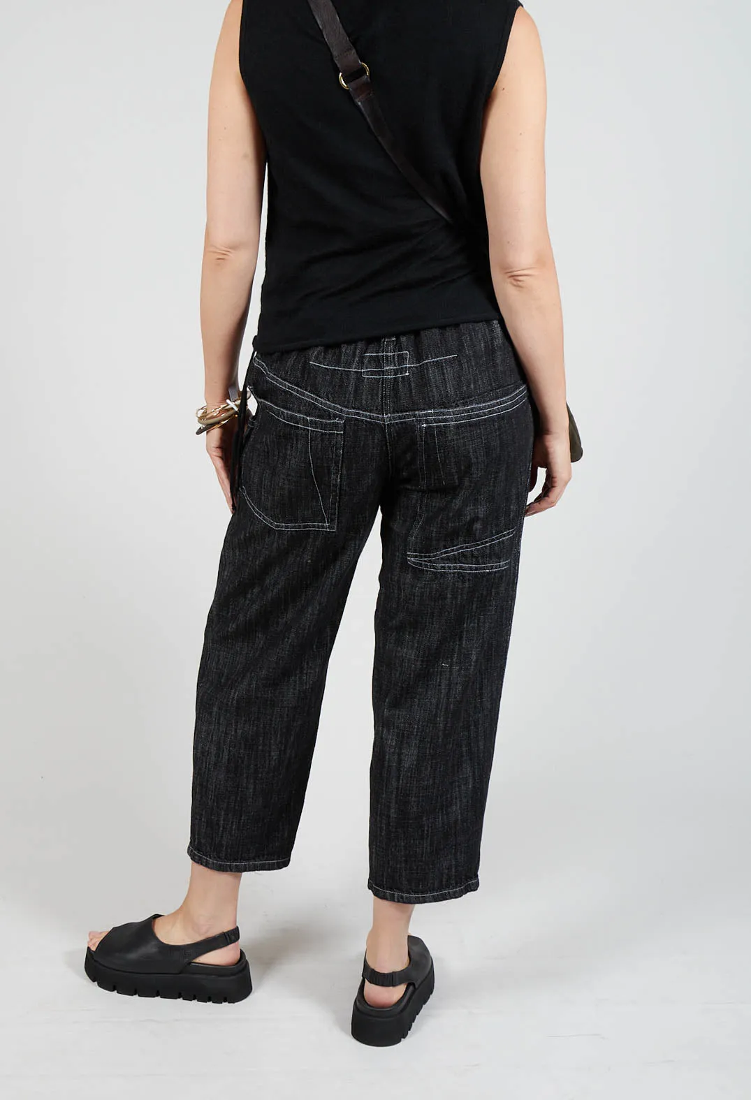 Denim Style Trousers in Black