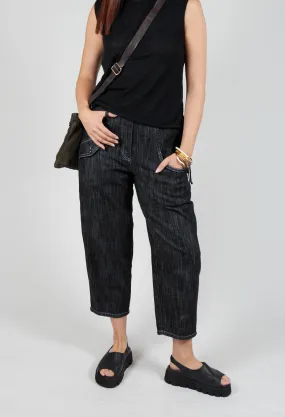 Denim Style Trousers in Black