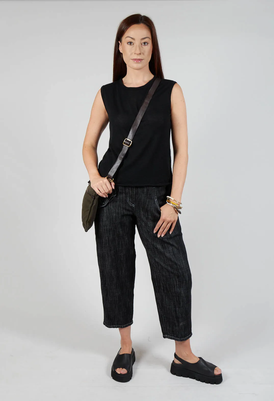 Denim Style Trousers in Black