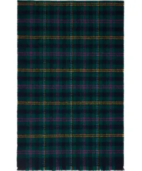 Drake's Green Tartan Check Wool Scarf