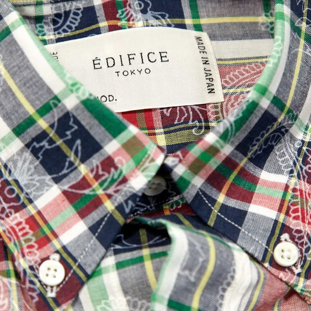 Edifice Madras Check Button Down Shirt Red Multi