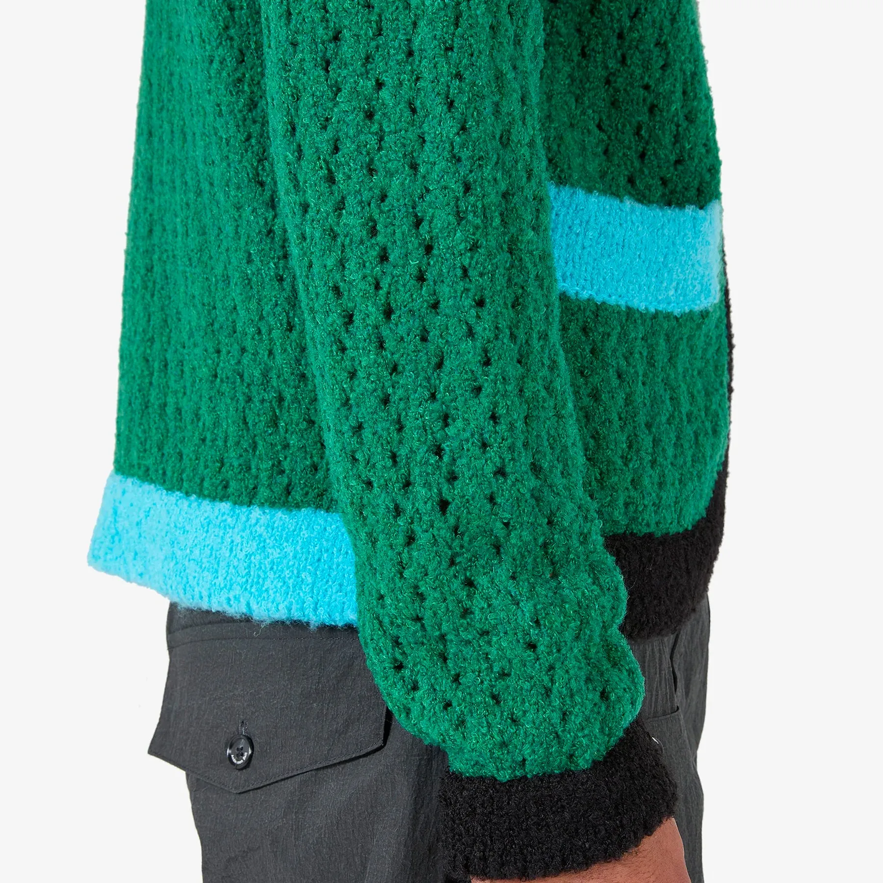 Elass Colour Block Cardigan Green