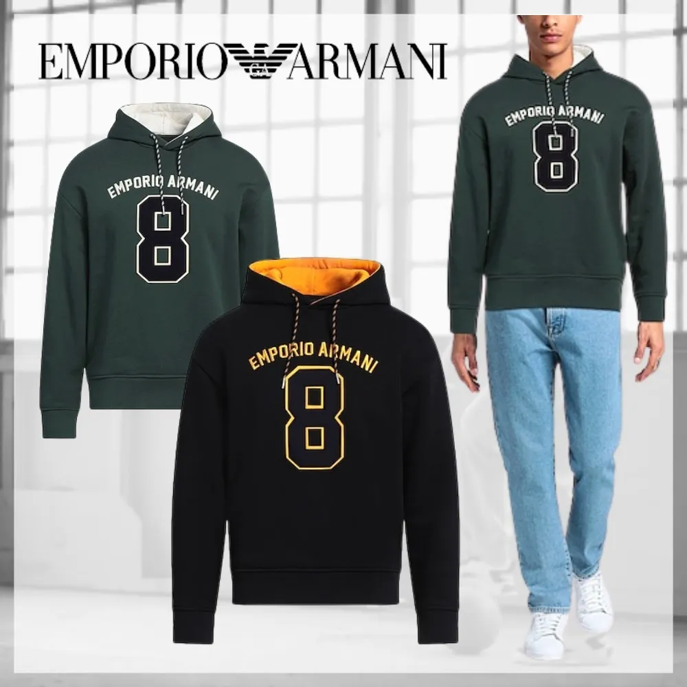 EMPORIO ARMANI  |Pullovers Unisex Street Style Long Sleeves Plain Cotton Logo