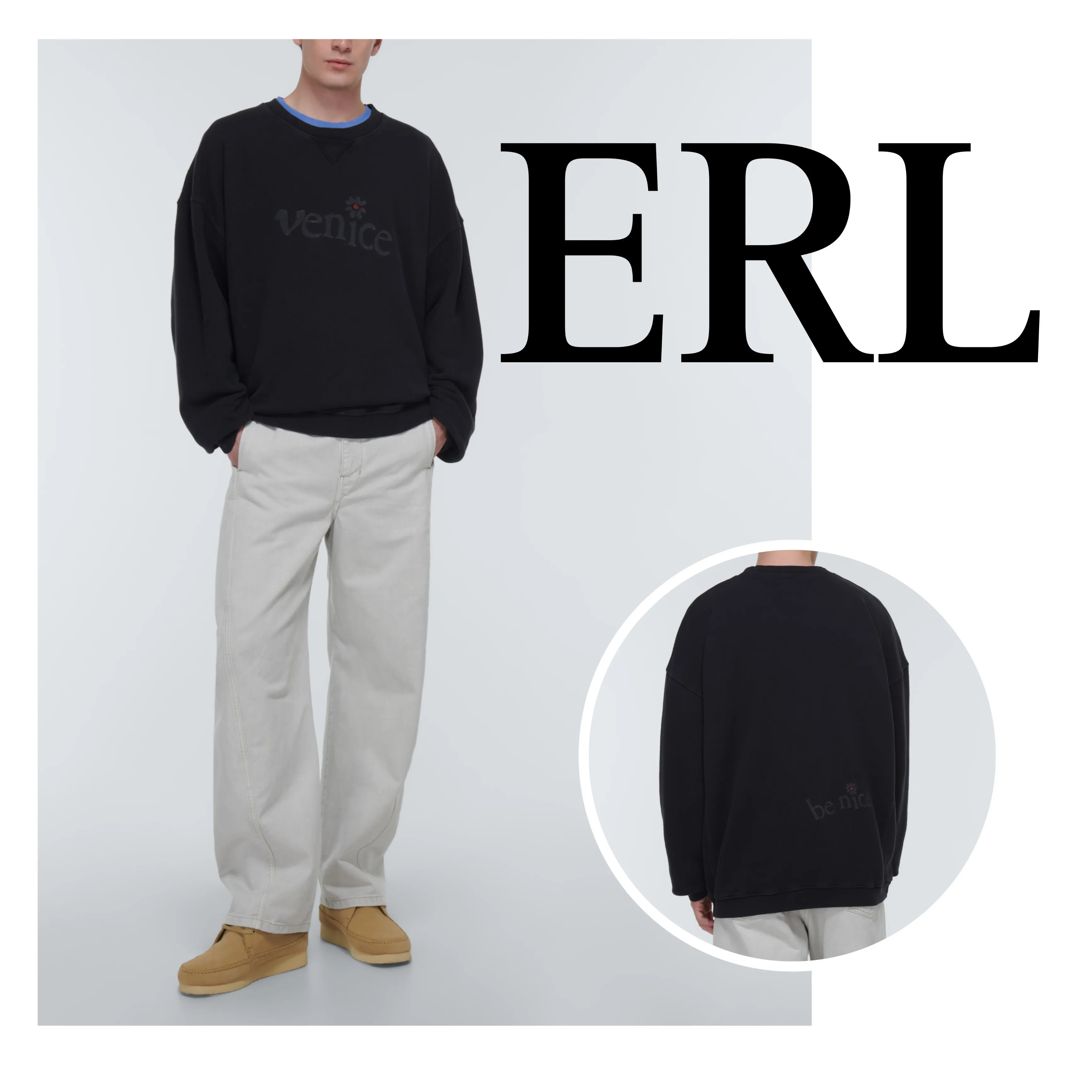 ERL  |Long Sleeves Cotton Logo Sweatshirts