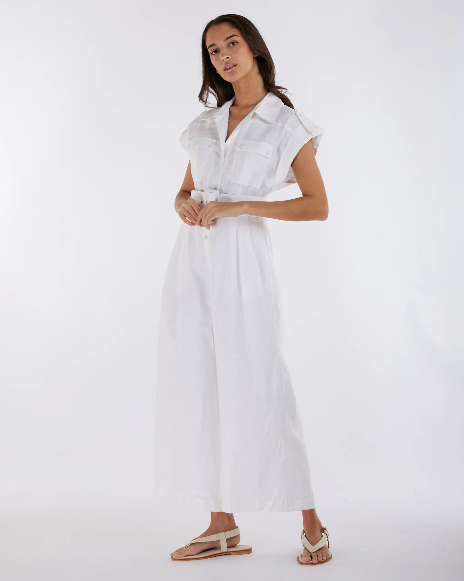 Esra Utility Jumpsuit - White