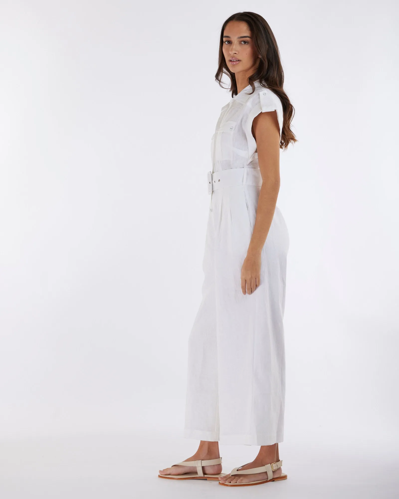 Esra Utility Jumpsuit - White