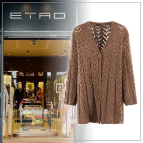 ETRO  |Long Sleeves Plain Oversized Cardigans