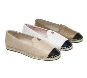 EVERAU Women Leather Slip-on Flat Espadrilles Evelyn