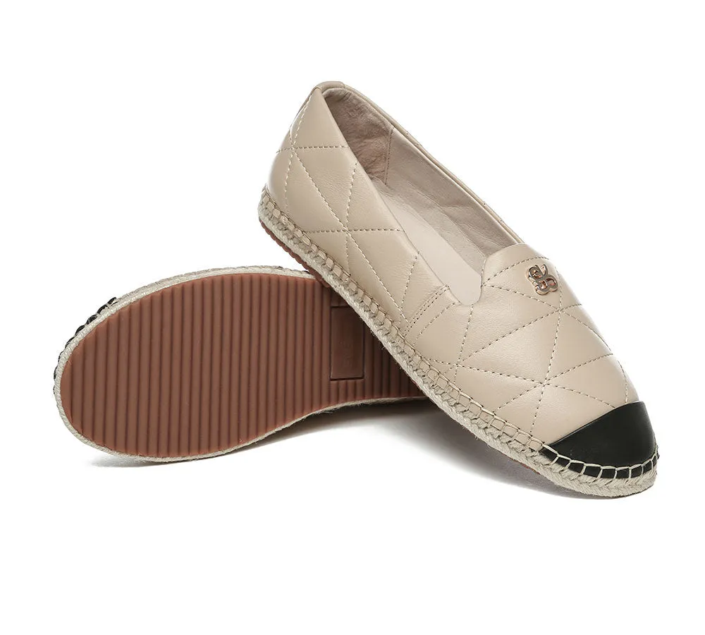 EVERAU Women Leather Slip-on Flat Espadrilles Evelyn