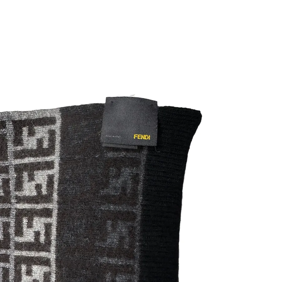 FENDI GREY/BROWN BLEND ZUCCA MONOGRAM SCARF